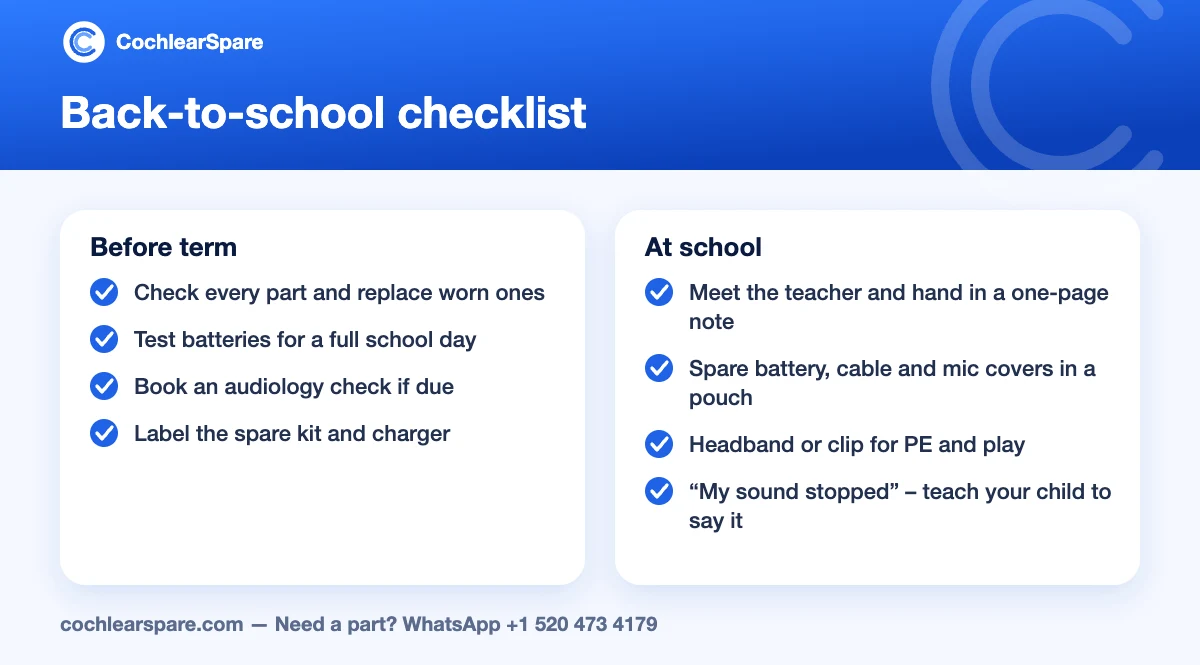 Back-to-school checklist for parents of children with cochlear implants